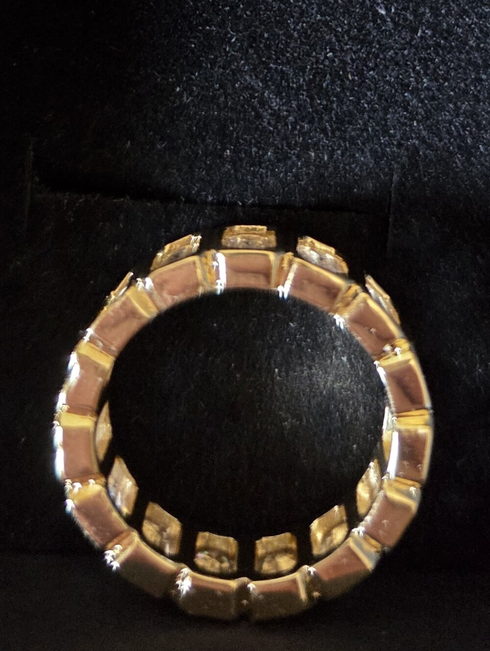 Gold Tone Radiant Cut CZ Eternity Band Ring Sz6 NIB - Picture 7 of 7